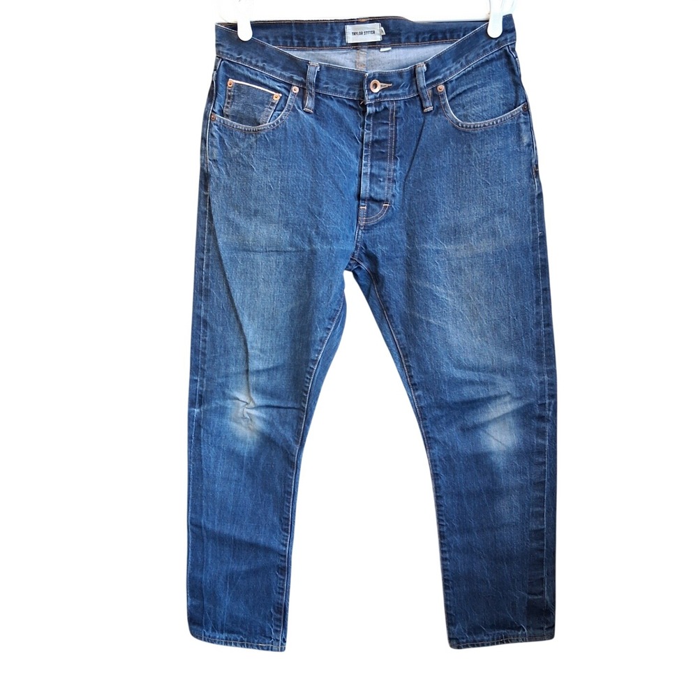 Taylor Stitch Jeans Mens 34X26 Blue Selvedge‎ Slim Button Fly Organic Denim